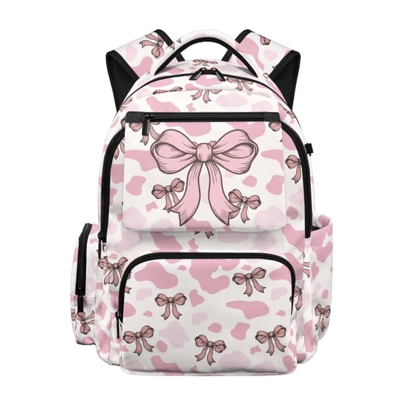Forchrinse Pink Bow Backpack for Girls Camouflage 17 Inch Bookbags Large Capacity Kids School Bag with Adjustable Shoulder Strap Comfortable Travel Bags
