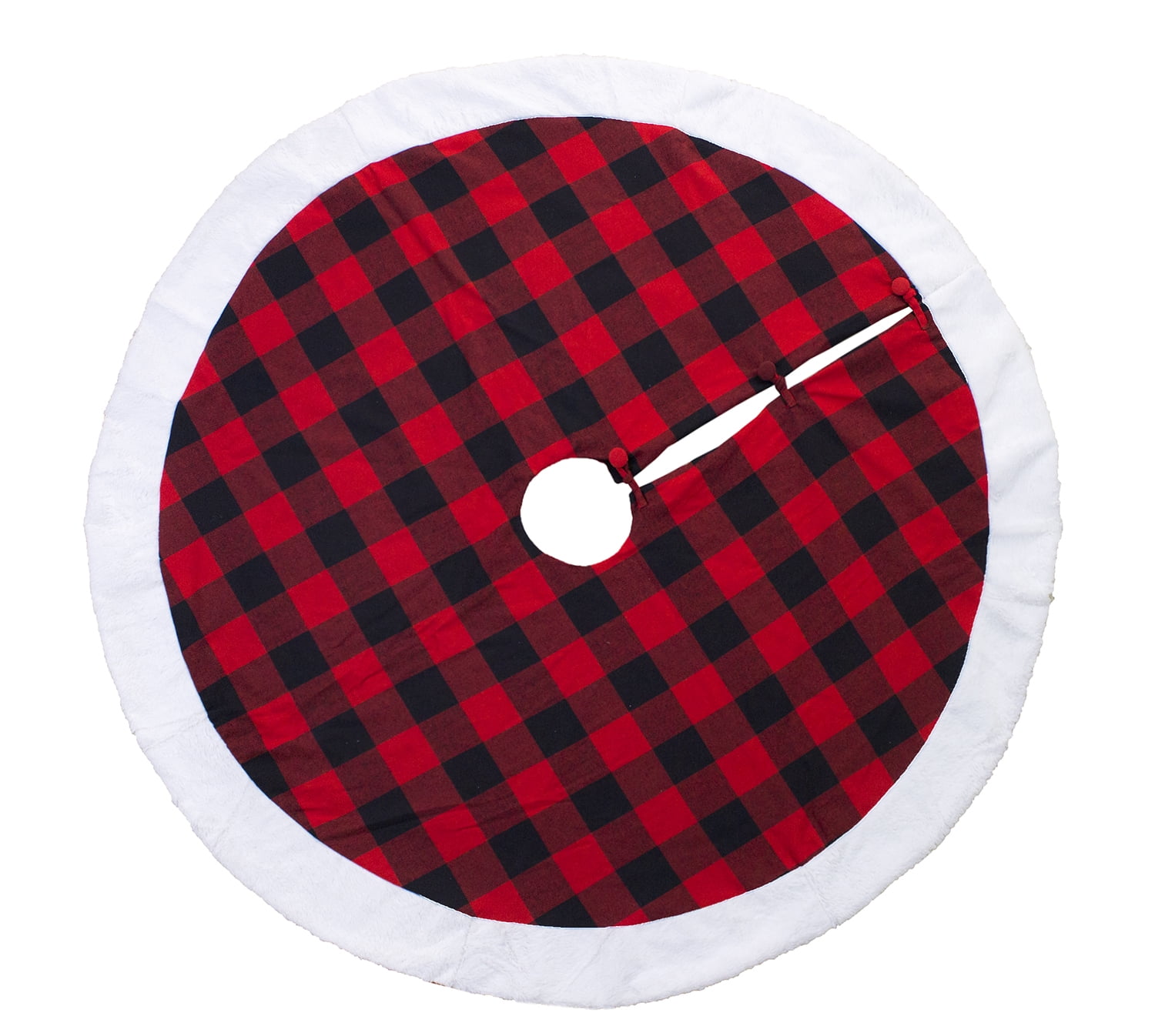 Buffalo Plaid Red and Black with Faux Fur Border Design Christmas Tree