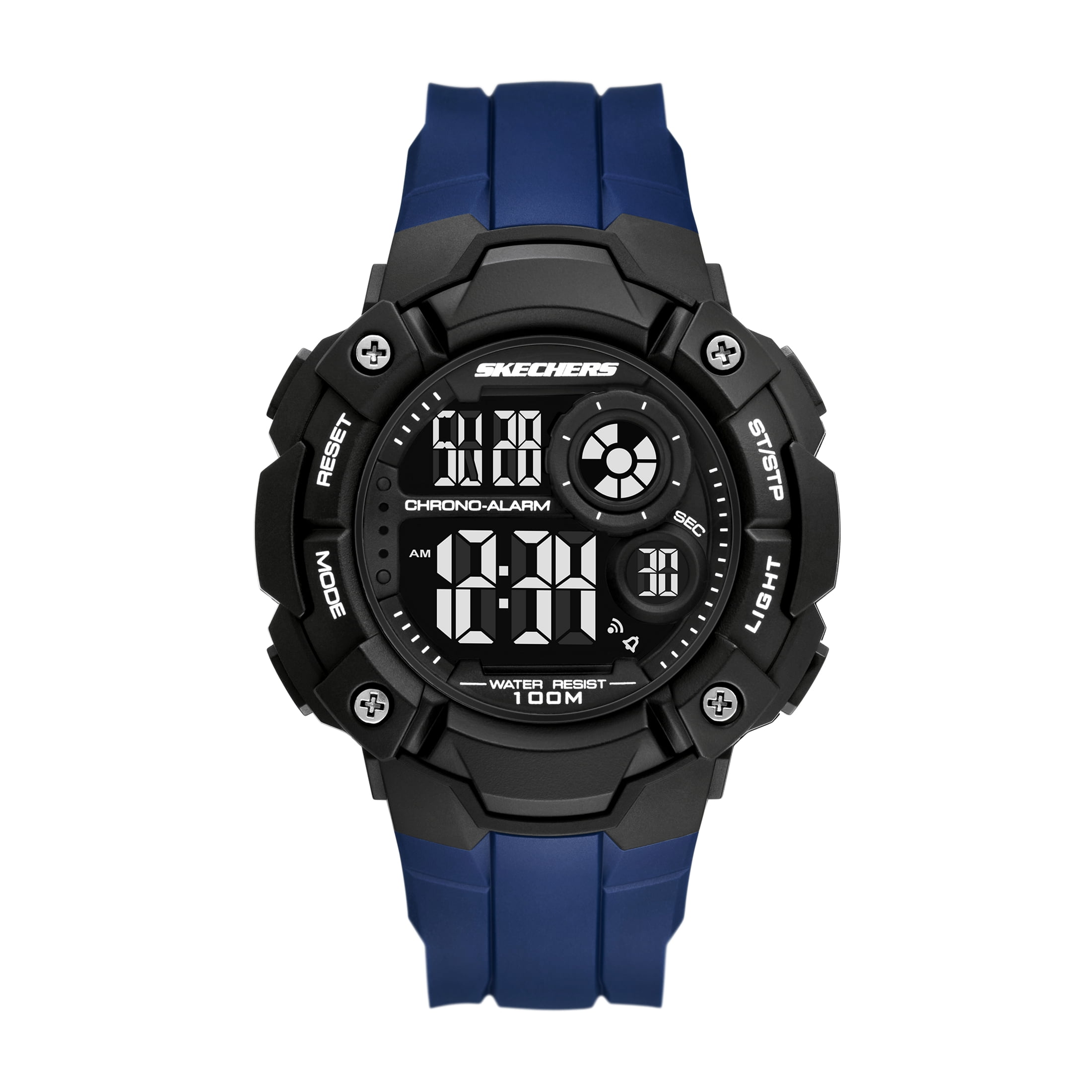 Skechers Digital Chronograph Watch with Silicone Strap, Calendar