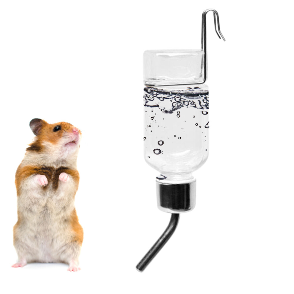 LEERUI Pet Stainless Steel Transparent Drink Feeding Water Bottle for