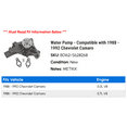 thumbnail image 2 of Water Pump - Compatible with 1988 - 1992 Chevy Camaro 1989 1990 1991, 2 of 2