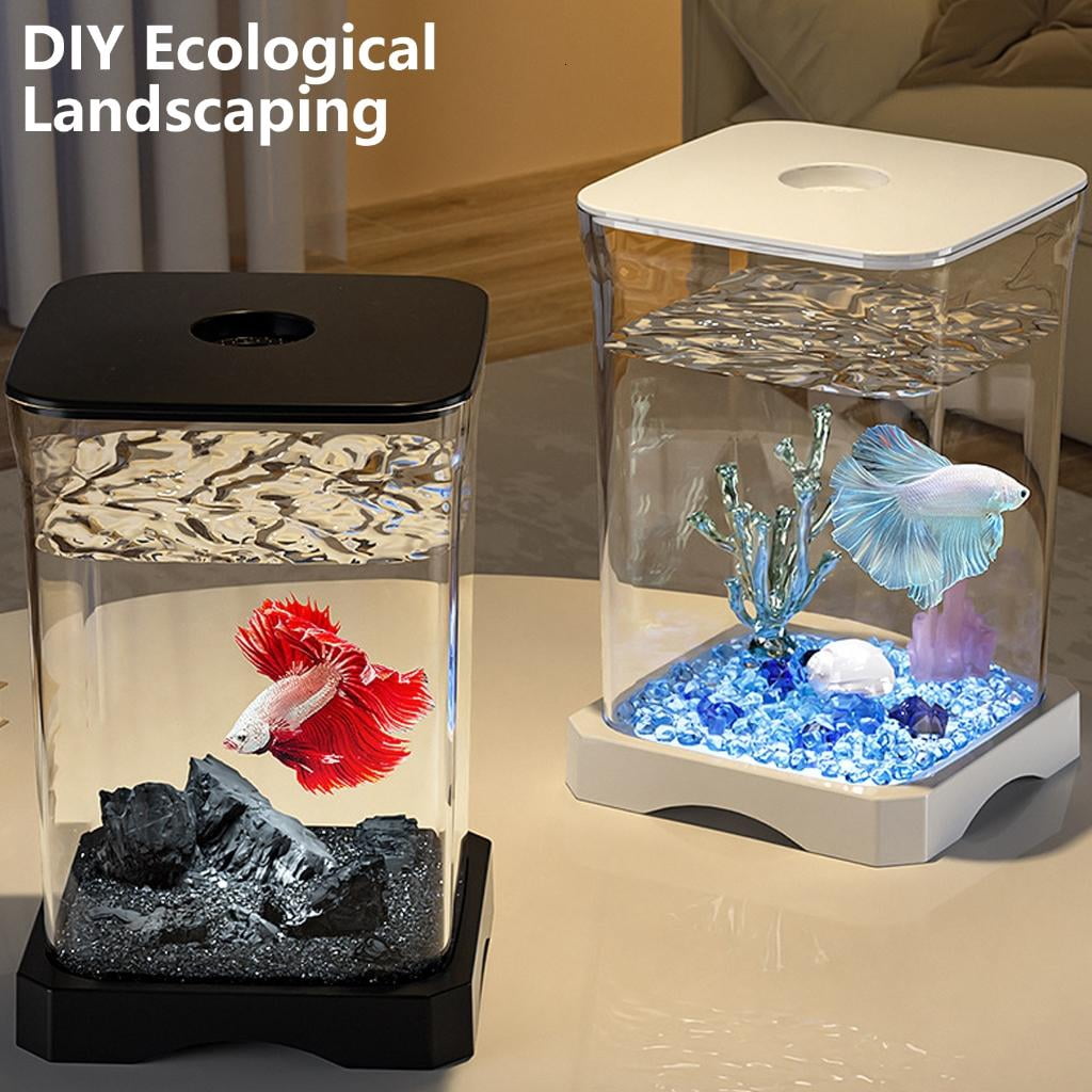 Giaone Shatterproof Fish Tanks Small Desktop Fish Tanks Decoration Desktop Aquariums for Home Or Workspaces