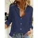 thumbnail image 3 of Long Sleeve Linen Shirt, Casual Button Up Shirt For Spring & Fall, Women's Clothing, 3 of 5