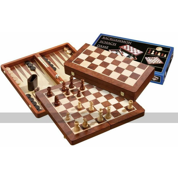 Philos Chess, Backgammon and Draughts Set (48cm with 50mm squares)