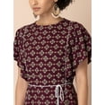 thumbnail image 4 of Indya Women's Maroon Foil Boota Belted A-Line Dress, 4 of 6