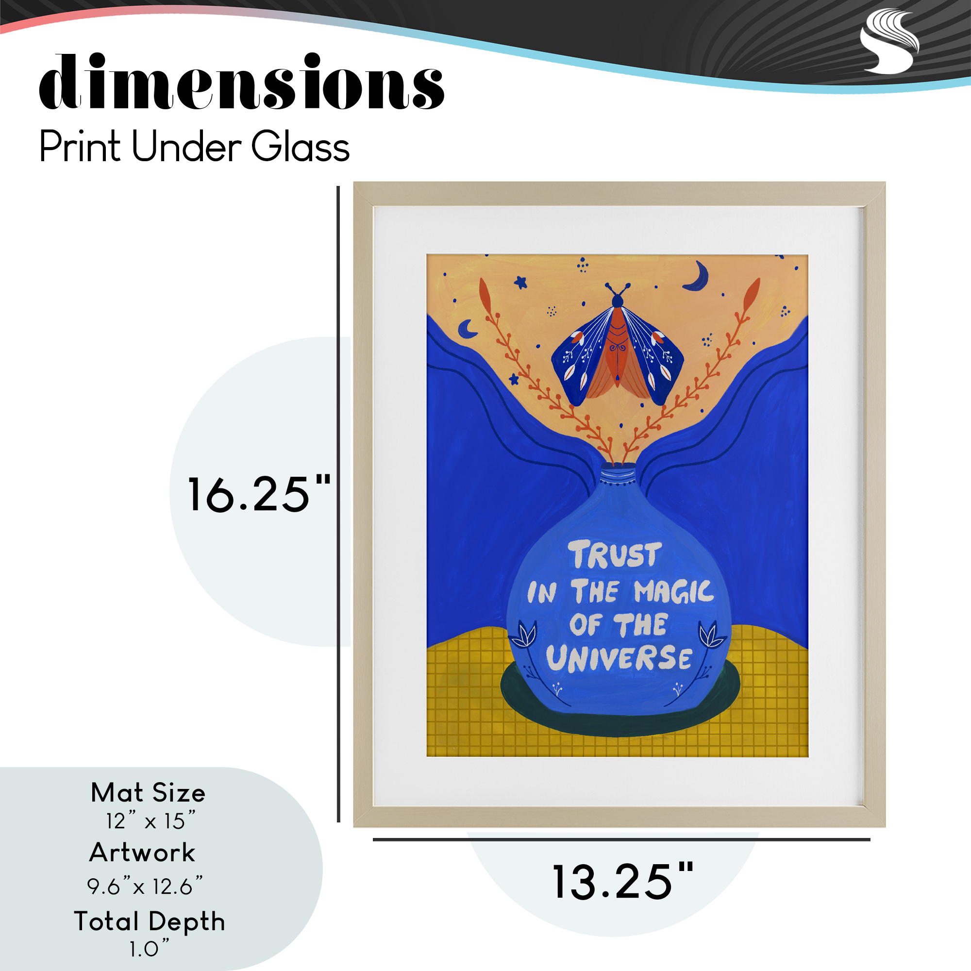 Trust In Magic Of Universe Birch Framed Print Under Glass, design by Nabeela Rumi