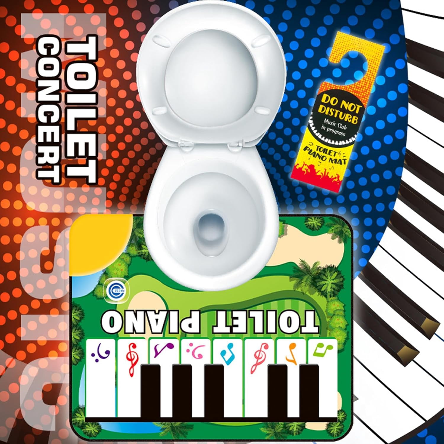 Funny Toilet Floor Piano Mat 24x19 Inch, 3 Modes Waterproof Musical Rug with Sound, Non Slip Bathroom Music Mat for Kids Toddlers, Interactive Play Mat for Home