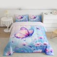 thumbnail image 3 of Manfei Princess Butterfly Bedding Comforter Set for Teen, Rustic Groovy Daisy Twin Comforter Sets, Kawaii Pink Animal Reversible Bedding Set, Luxury Bedroom Decor, 2pcs, 3 of 9