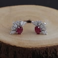 thumbnail image 3 of Solid 14Kt White Gold SI Clarity HI Color Pear & Marquise Diamond Oval Ruby Gemstone Stud Earrings Website Jewelry, 3 of 4