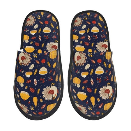 Balery Turkey And Autumn Slient Indoor Furry Fleece Comfort House Shoes Soft Non-Slip Home Shoes Cotton slippers House Slippers-- Medium
