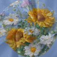 thumbnail image 2 of 60 Inch Round Tablecloth with White Lace Trim Fall Table Cover for Elegant Dining Decor Sunflowers and Daisies, 2 of 8