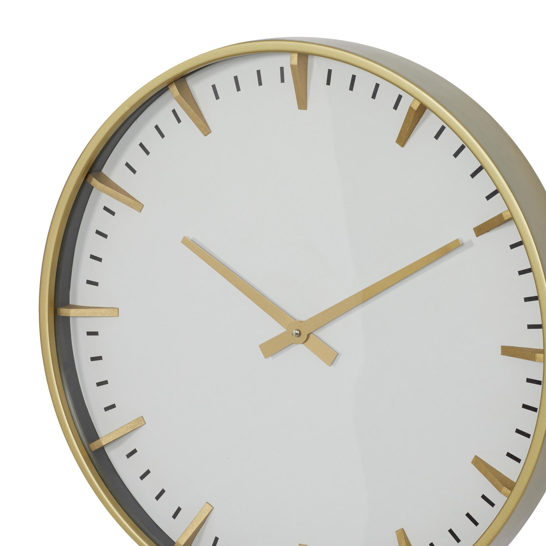 CosmoLiving by Cosmopolitan 20" Gold Glass Wall Clock with White Face