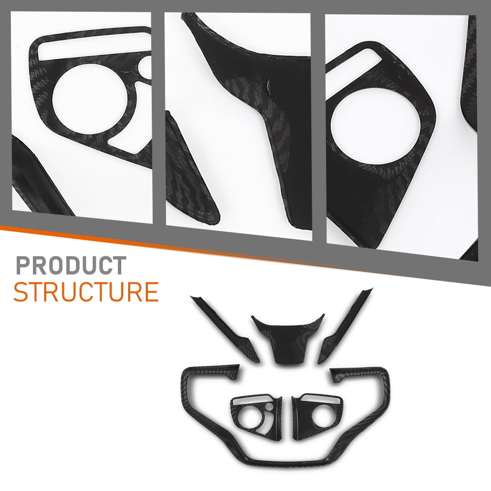 6pcs Steering Wheel Cover Trim Fit For 2016-2019 Honda Civic Carbon Fiber Look