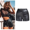 thumbnail image 2 of RAMISU Womens Casual Faux Leather Shorts High Waist Stretch Slim Hips Motorcycle Skinny Coated Shorts S, 2 of 6