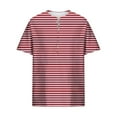 thumbnail image 4 of LYEAA Mens Short Sleeve Shirts Casual Crew Neck Beach Loose Summer Pullover T-shirts Striped Buttons Soft Comfortable Breathable Men's Tops Red L, 4 of 5