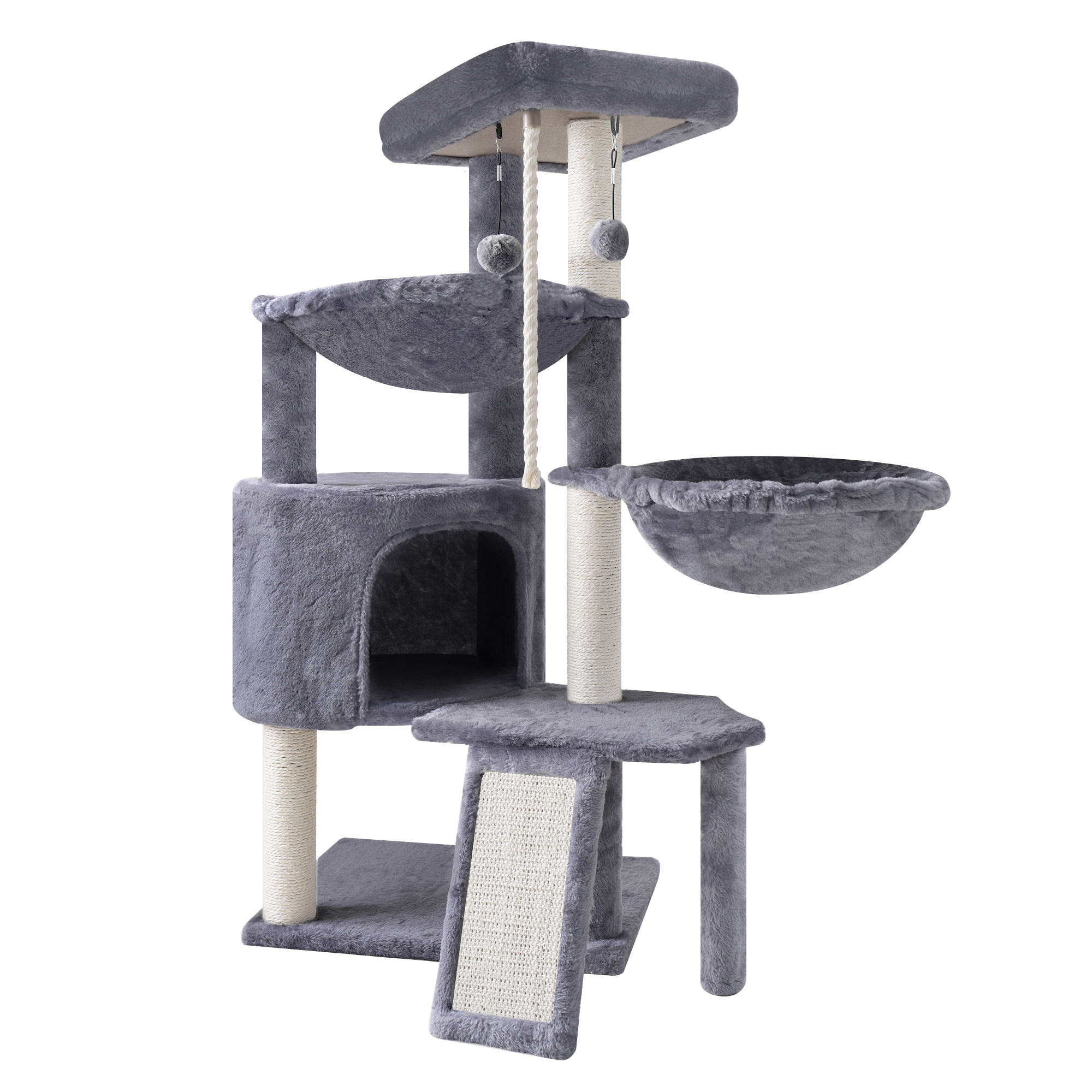 AIWIKIDE 37.4" Cat Tree with Condo and Two Hammocks, Grey photo 7