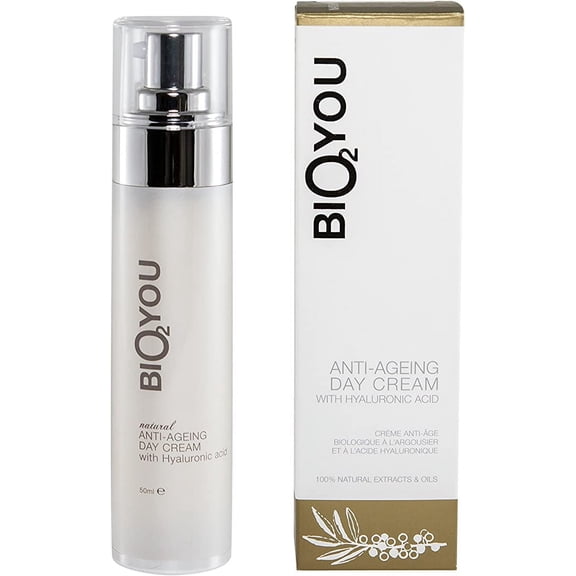 Bio2You, Natural Anti-Ageing Day Cream, Increases Skin Elasticity and Stimulates Collagen Production, with Hyaluronic Acid, 50ml