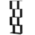 thumbnail image 1 of Gymax 4-tier S-Shaped Bookcase Free Standing Storage Rack Wooden Display Decor Black, 1 of 10