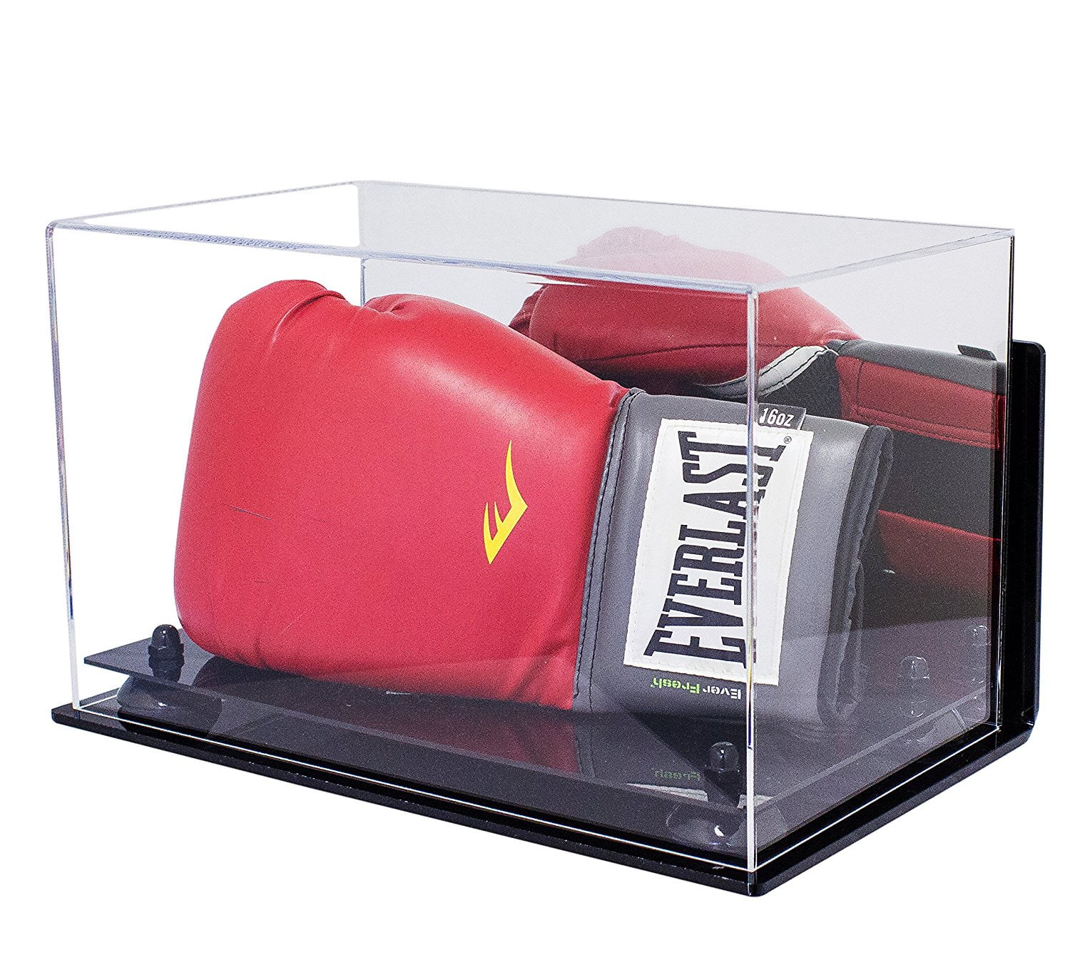 Vertical Boxing Glove Display Case Wall Mount Black Back A044 