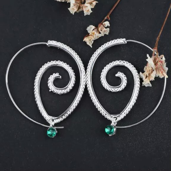 HOOUN Big Large Spirals Hoop Earrings for Women Gift Exaggerated Jewelry A Pair-Silver