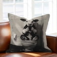 thumbnail image 2 of Funny Animal Throw Pillow Cover Dairy Cow Sitting on Toilet Playing Phone Cotton Linen Cushion Cover Throw Pillow Case with Invisible Zipper for Couch Sofa Bed Chair Car 26x26 Inch, 2 of 9