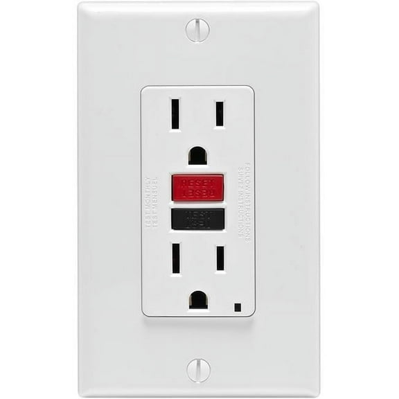 Leviton Mfg C12-GFNT1-RNW Self-Test 15A GFCI Outlet With Wall Plate- White