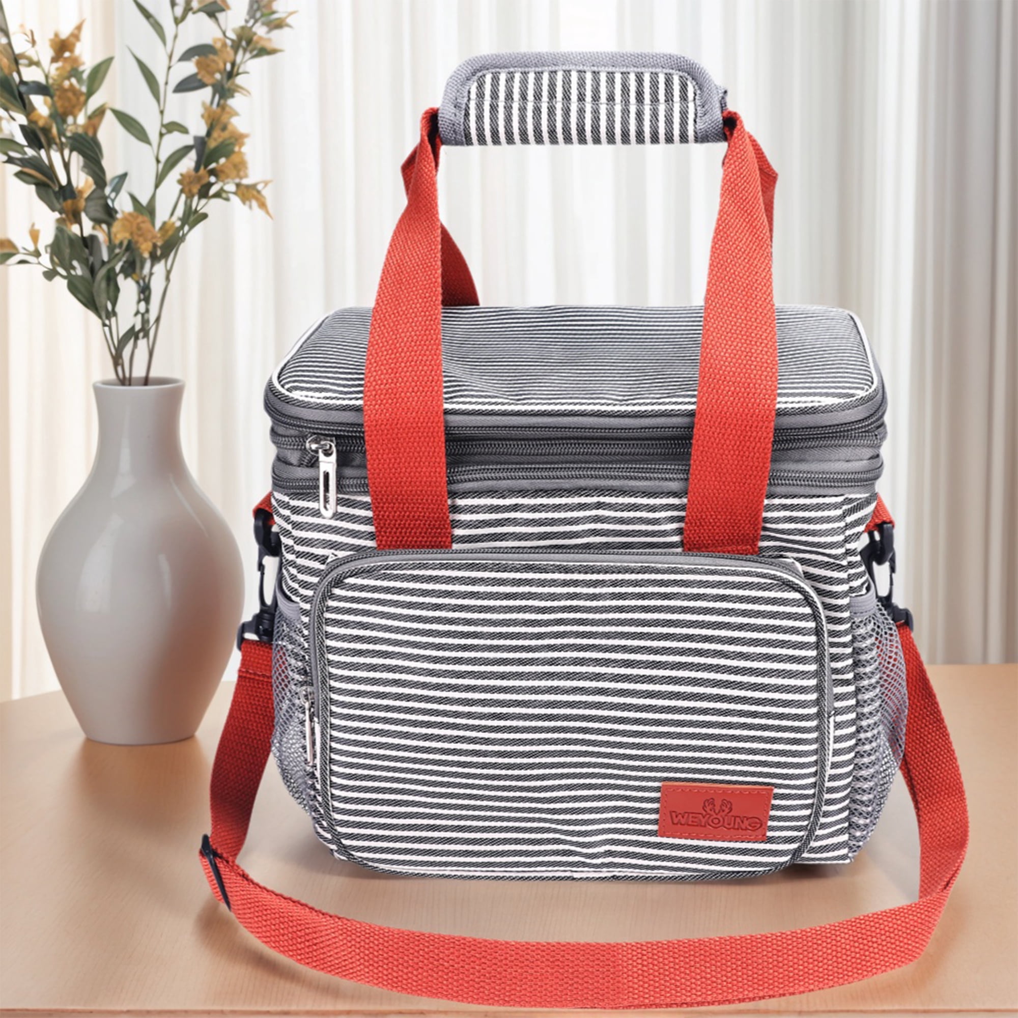 Unique Bargains Insulated Lunch Bag for Work Office, Picnic, Beach Stripe