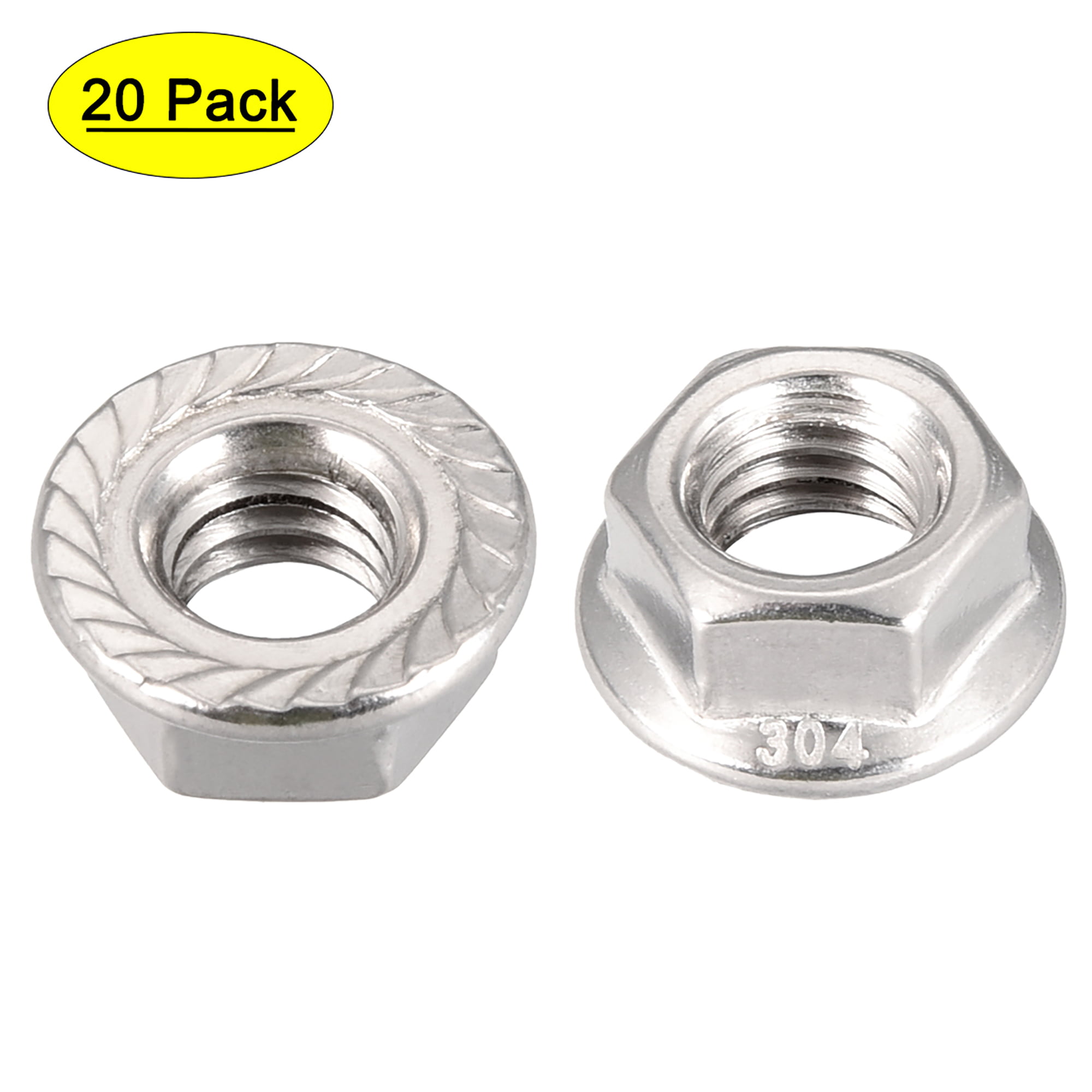3/8-16 Stainless Steel Serrated Hex Flange Nuts Flange Locknuts 20 