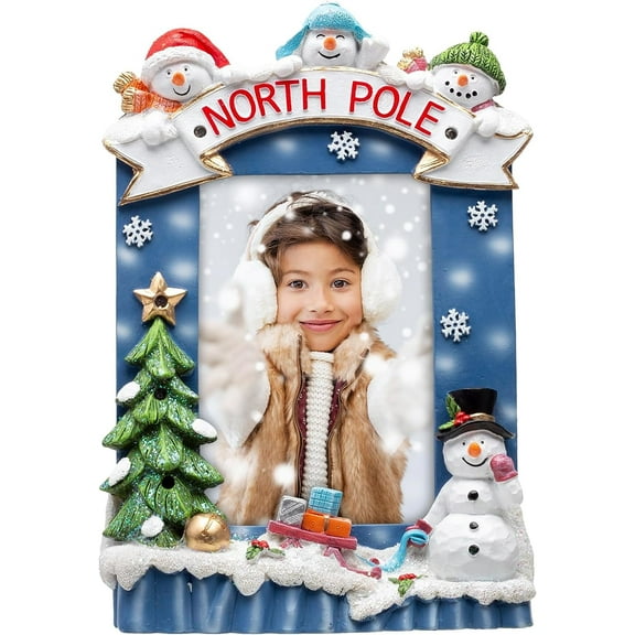 Fine Photo Gifts Light up 4x6 North Pole Snowman Resin Tabletop Picture Frame