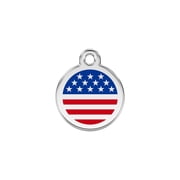 Red Dingo Stainless Steel Enamel Stars & Stripes US Flag Personalized Engraved Pet ID Tag, Small