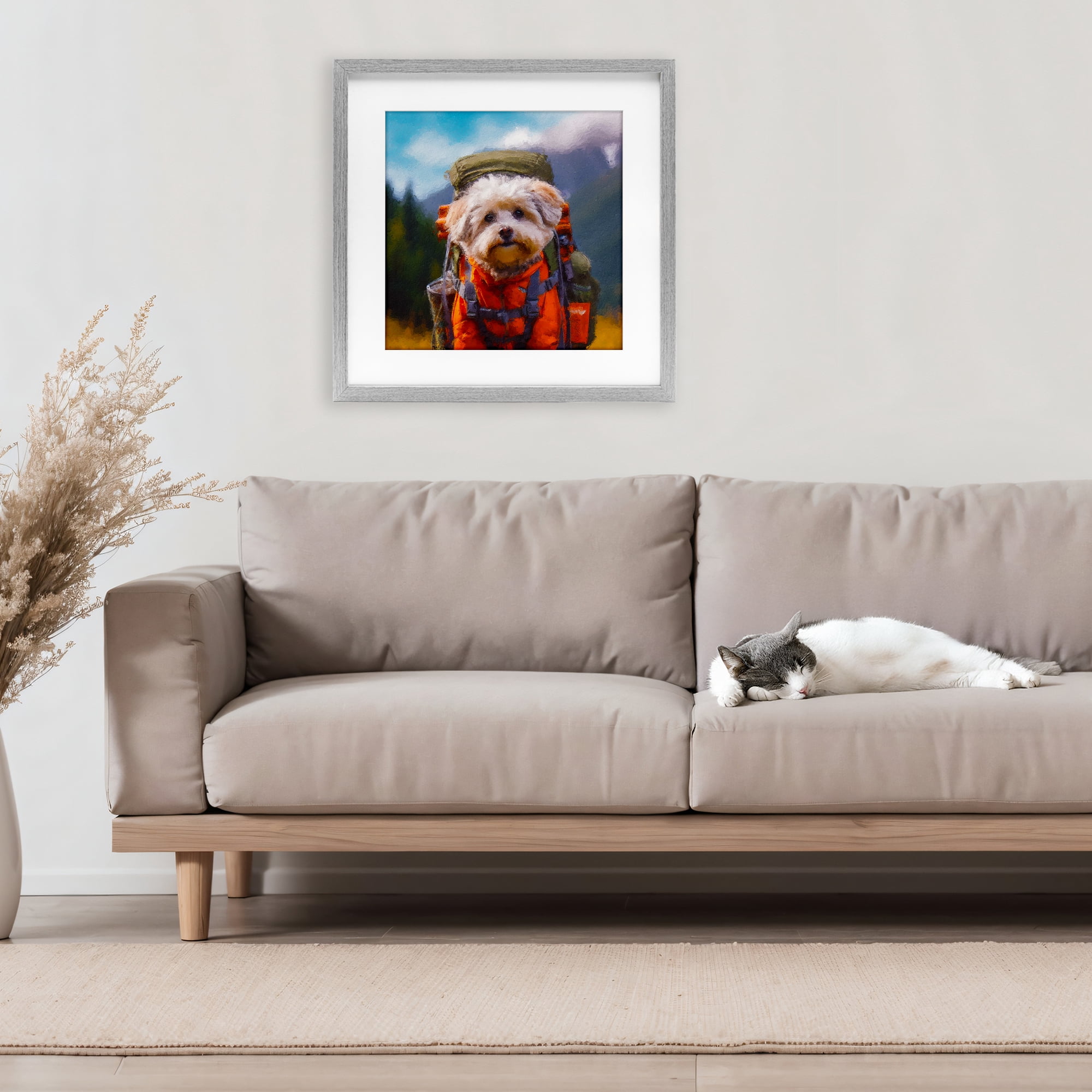 Stupell Industries Adventuring Hiker Dog Gray Framed Print Under Glass, design by Sean Parnell
