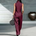 thumbnail image 5 of Chuancc Women's Casual Loose Overalls Jumpsuits One Piece Sleeveless Wide Leg Long Pant Rompers With Pockets Wine 2XL, 5 of 8