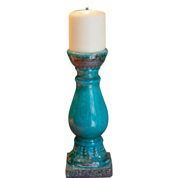 CERAMIC CANDLE HOLDER TURQUOISE MED
