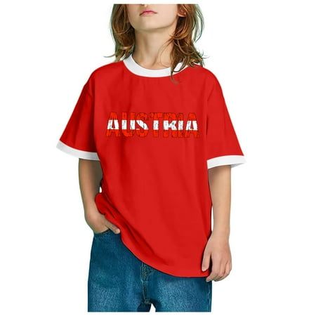 

WUXIAN Toddler Children Flag Of Print Short Sleeve Round Neck T-Shirts Fashion Trend Bottoming Shirt Tops Infants Baby Clothes Simple Dailywear