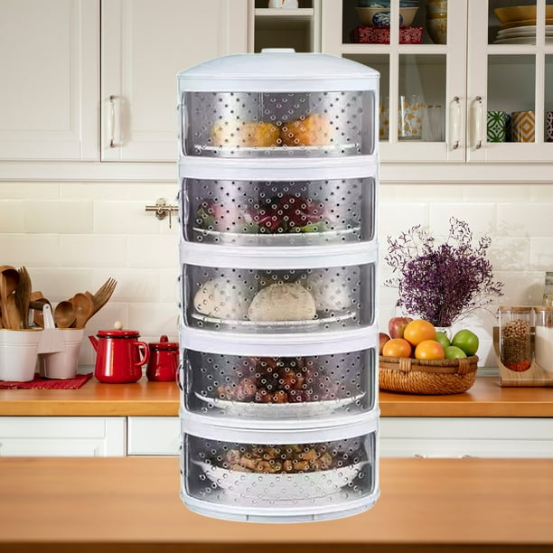 Cubierta de comida transpirable para almacenamiento de sobras | Protector de mesa de cocina de plástico multicapa | Cúpula de malla plegable | Blanco | 13,7"/17,7"/21,6" | Mantiene los alimentos