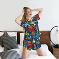 thumbnail image 5 of Uemuo Vehicles Cartoon with Funny Drivers Pattern Women's Short-Sleeved Pajama, Button-Front Loungewear, 2-Piece Summer Sleepwear, Elastic Drawstring Shorts-3X-Large, 5 of 7