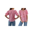 thumbnail image 3 of Aojekbee Women's Spring Summer Casual Shirts 3/4 Sleeve O Neck Solid Color/Striped Blouse, 3 of 10