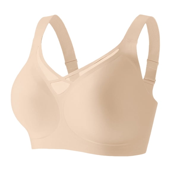 Gkeoshab Sports Bras for Women Women Plus Size Seamless Bra Thin Minimizer Bra with Side Control & Anti-Sag Beige L
