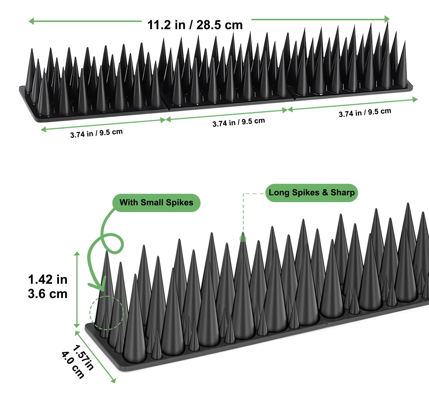 Outdoor Bird Spikes 20pcs, 18.7 Feet (5.7M) Squirrel Raccoon Pigeon Cat Animal Deterrent Spikes, Keep Birds & Animals Away
