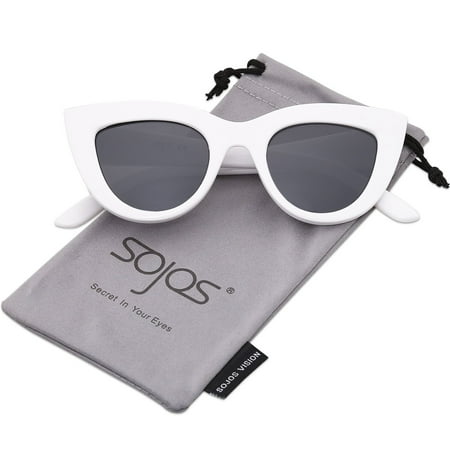 SojoS Retro Vintage Cateye Sunglasses for Women Plastic Frame Mirrored Lens SJ2939