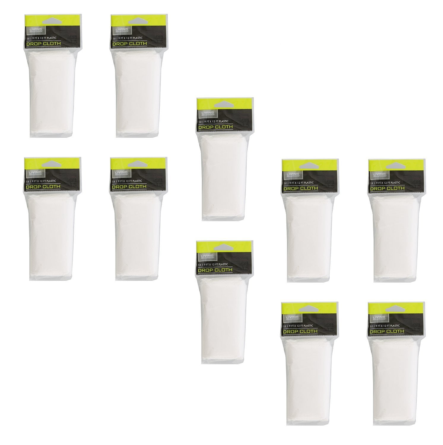 White Clear Plastic Drop Cloth 10Pack Set, 9’ x 12’ Feet Car