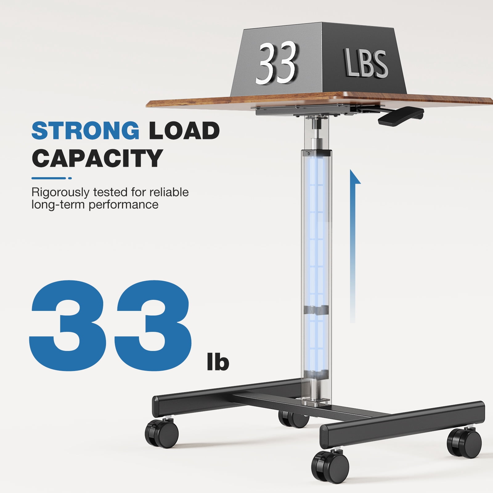 GIANNA Mobile Height Adjustable Laptop Stand Computer Workstation for Sitting Classroom Home Office Medical Table w/Wheels, Flat Desk