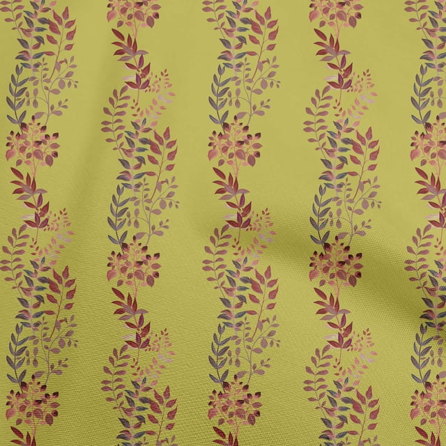 oneOone Cotton Poplin Lime Green Fabric Leaves Craft Projects Decor Fabric Printed By The Yard 56 Inch Wide