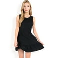 thumbnail image 6 of Women's Sleeveless Ruffle Hem Textured Shift Dress- Black,Small, 6 of 7