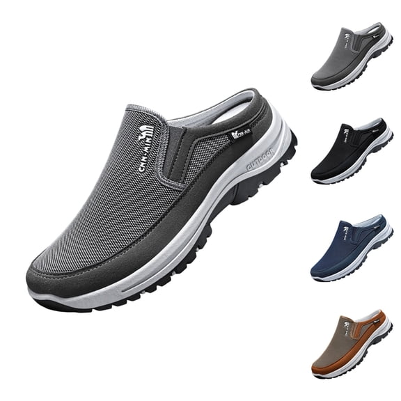 GrmtClth Slip‑On Shoes for Men Cushioned Insole Backless Mule Sneakers Lightweight Breathable Upper Outdoor Walking Daily‑Wear Shoes