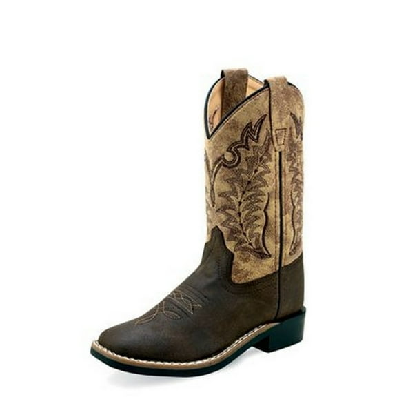 Old West Western Boots Boys Stitching Flex Brown Vintage Tan VB9180