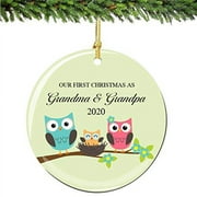 Our 1st Christmas as Grandma and Grandpa Ornament 2023 Owls Porcelain Ornament Grandparents Gift Idea