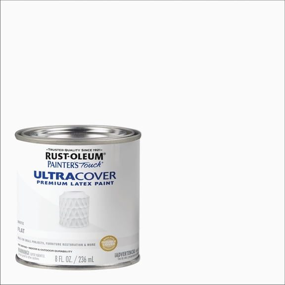 Rust-Oleum 1990730 Flat White Latex Paint, 8 fl oz