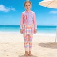 thumbnail image 2 of ZXLBBD Girl Swimsuits 2 Piece Rash Guard Sun Protection Rainbow Color Bathing Suits with Swim Pants Kids Child Cute Casual Beach Swimwear, 2 of 4