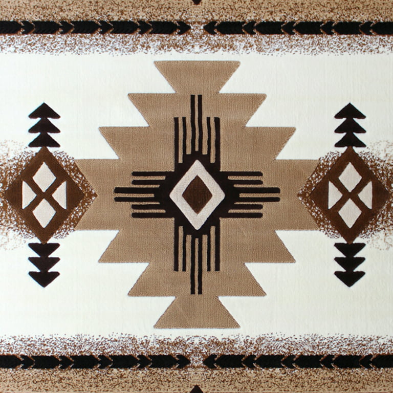 Bizchair South West Native Area Rug Design C318 Ivory (24 inch x 40 inch), Size: 2' x 3.3', Beige